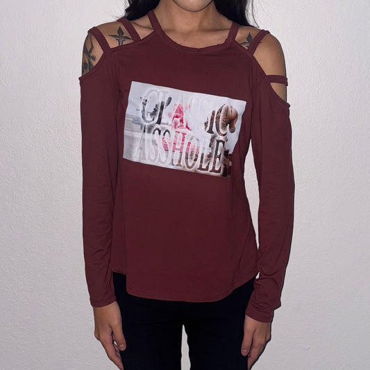 Maroon cutout top