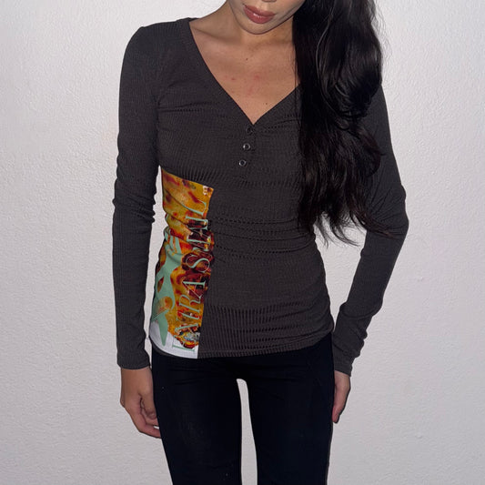 Grey Buttoned long sleeve knit